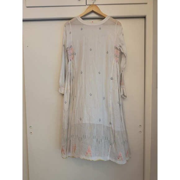 Injiri Dress Cotton Jamdani Handwoven India Midi Pastel Embroidered Boho Small - Picture 1 of 6